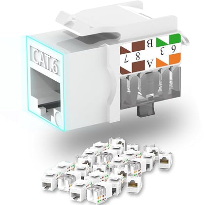 Keystone Jack Cat6 Slim 25 Pack, Cat6 Keystone Jacks 90 Degree, RJ45 Keystone by Lysymixs