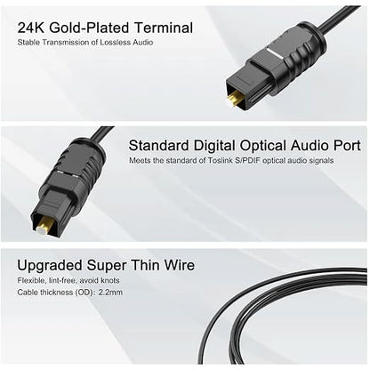 Optical Audio Cable 35 feet, Digital Audio Optical Cable Ultra-Thin Cord - Image 3