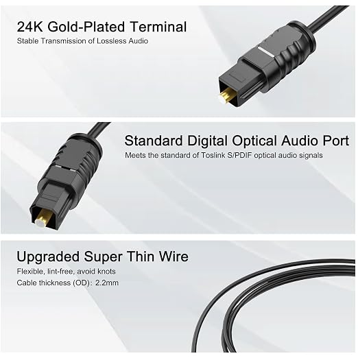 Optical Audio Cable 25 feet, Digital Audio Optical Cable Ultra-Thin Cord - Image 3