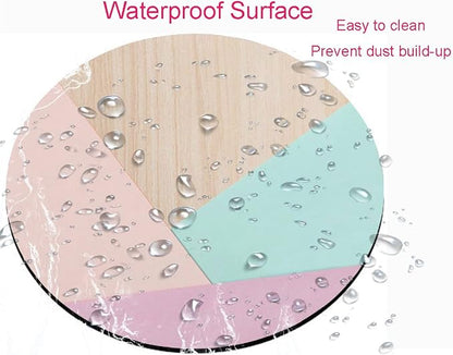Round Mouse Pad, Wood Pink Green Purple Splice Mouse Pad, Washable Gaming - Image 4