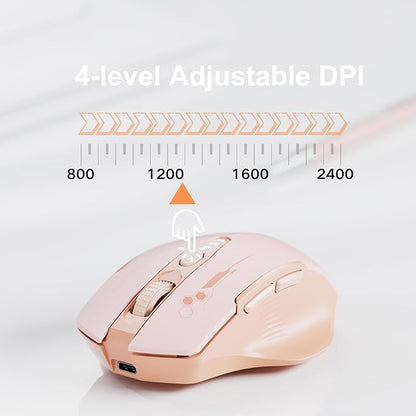 Bluetooth Mouse, Visible Battery Level, Tri-Mode Rechargeable Ergonomic Mouse - Image 4