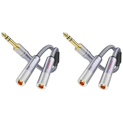 Microphone Splitter 2 Feet/60CM TRS 1/4 inch Splitter 1 Male to 2 Female by SOUNDFAM