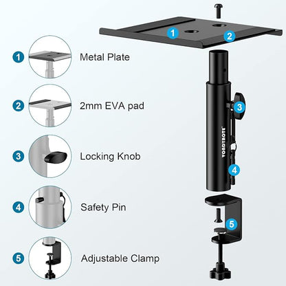 Set of 2 Studio Monitor Stands Desktop Clamp Speaker Stands Against The Wall - Image 8