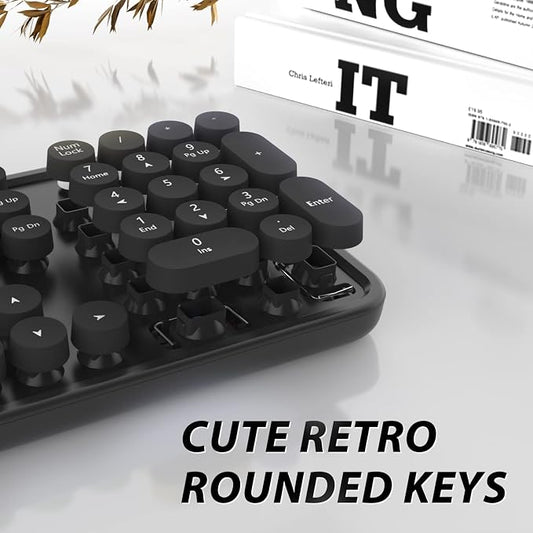 Wireless Keyboard and Mouse, KOOTOP Cute Black Keyboard and Mouse, 2.4G - Image 2