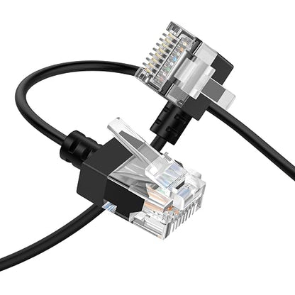 Cat6A Ethernet Cable 90 Degree Left Angled 30FT, Flexible Slim & Ultra Thin by Thzzhnno