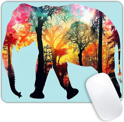 Square Mouse Pad Colorful Forest Elephant-1, Gaming Mouse Pads by Goodsprout