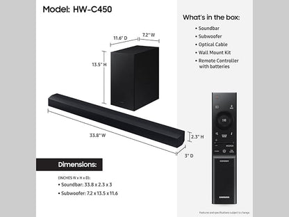 Samsung HW-C450 2.1ch Soundbar w/DTS Virtual X, Subwoofer Included, Bass Boost - Image 2