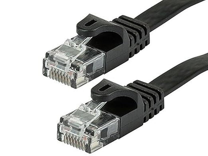 Monoprice Cat5e 10ft Black Flat Patch Cable UTP 30AWG 350MHz Pure Bare Copper by Monoprice