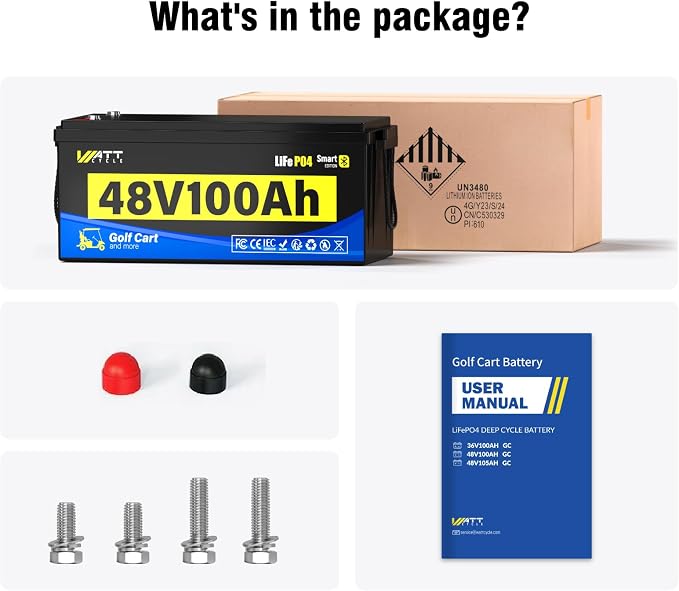 48V 100Ah Lithium Battery for Golf Cart, Built-in Bluetooth & 200A BMS & Mobile - Image 9