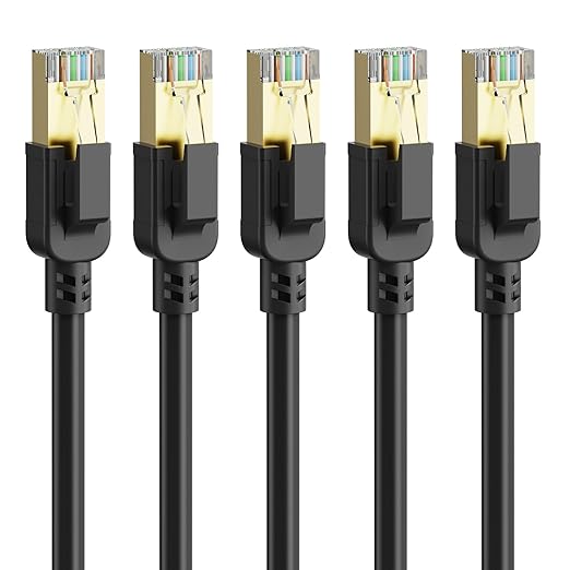 Cat 8 Ethernet Cable 5 ft-5Pack, RJ45 40Gbps 2000Mhz Patch Cord, Indoor&Outdoor by Dacrown