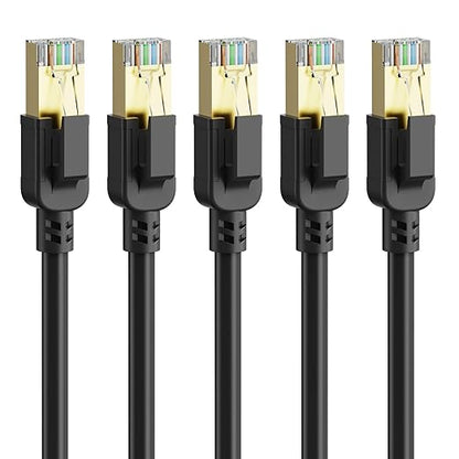 Cat 8 Ethernet Cable 5 ft-5Pack, RJ45 40Gbps 2000Mhz Patch Cord, Indoor&Outdoor by Dacrown