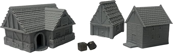 Paintable Tabletop Miniature Little Town Building Terrains Compatible - 18mm by HAUTICO
