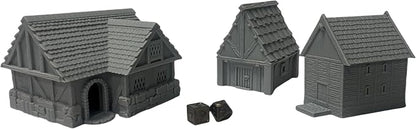 Paintable Tabletop Miniature Little Town Building Terrains Compatible - 18mm by HAUTICO