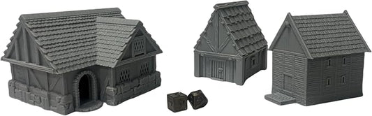 Paintable Tabletop Miniature Little Town Building Terrains Compatible - 18mm by HAUTICO