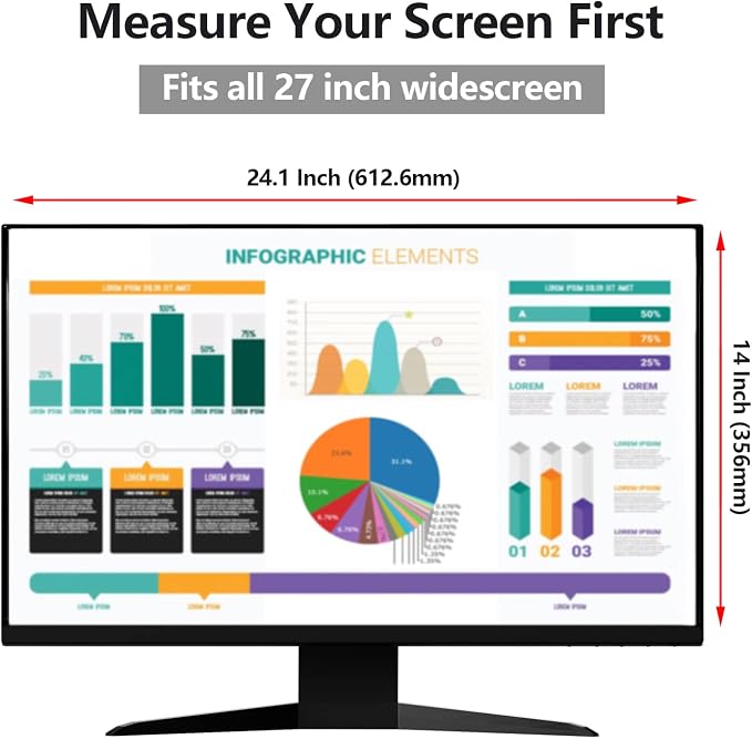 【2 Pack】 27 Inch Privacy Screen Protector - Image 2