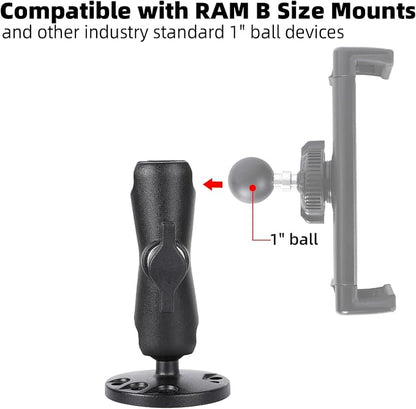 1" Ball Double Socket Arm with AMPS Hole Round Plate Base, Aluminum Alloy - Image 3