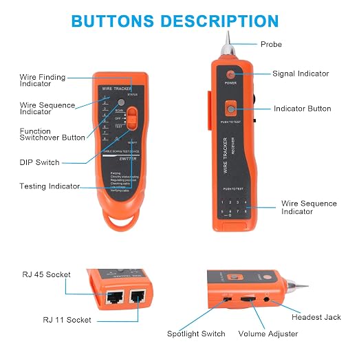 Goeco Ethernet Network Toner RJ11 RJ45 Network Cable Tester LAN Tracker Wire - Image 5