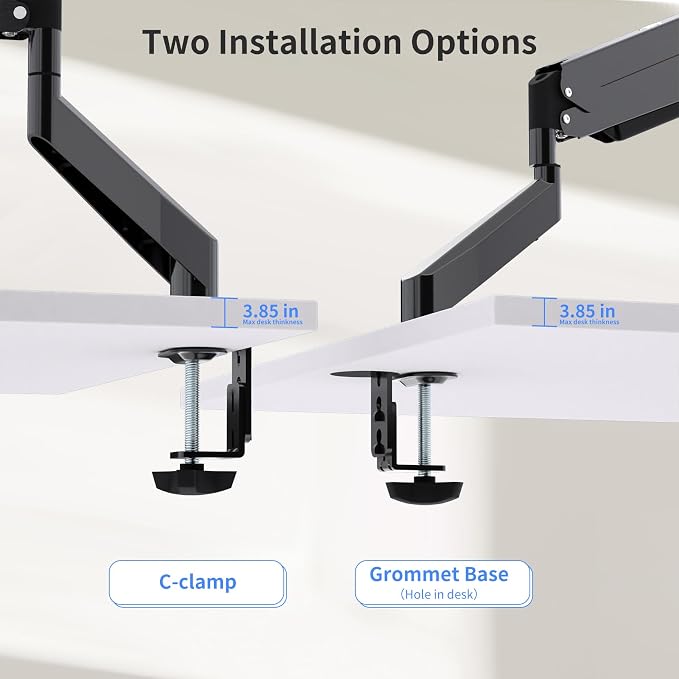 Suptek Single Monitor Mount, Adjustable Gas Spring Monitor Arm Desk Mount Stand - Image 6