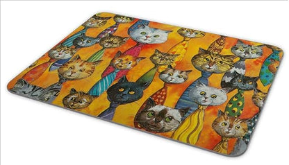 Non-Slip Rubber Mouse Pad, Funny Watercolor Cartoon Tie Cat Mouse pad … - Image 2