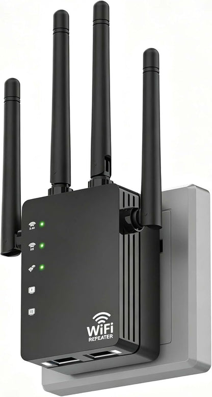 WiFi Repeater Signal Extender, Extends Coverage to 12880 Sq.ft, Handles 105 by GEYILO