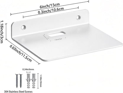 6 Inch White Floating Wall Shelf, Rustproof Aluminum Alloy Wall Mounted Storage - Image 3