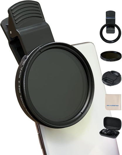52mm Clip-on ND2-400 Phone Camera Lens Filter Kit, Adjustable Neutral Density by SKYZHENG