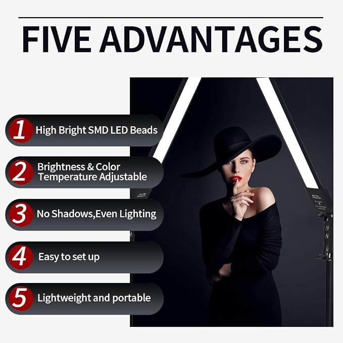 2 Packs LED Photography Lighting Dimmable 3200K-5500K LED Video Light Photo - Image 5