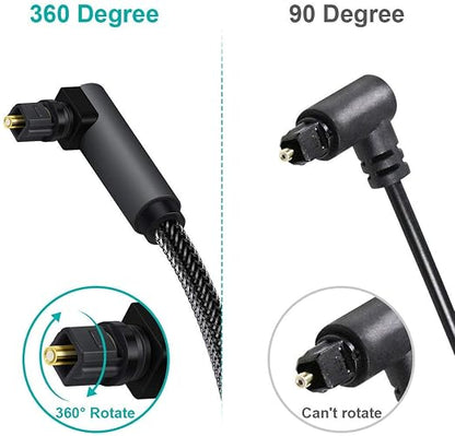 EMK 90 Degree Toslink Optical Cable 360 Degree Free-Rotating Plug Fiber Optic - Image 5