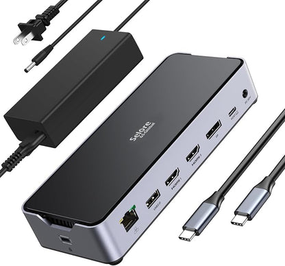 USB C Docking Station 3 Monitors Laptop Dock Dual Monitor by SeloreS-Global