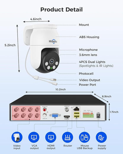 Hiseeu 4K PTZ Wired Security Camera System - Image 9