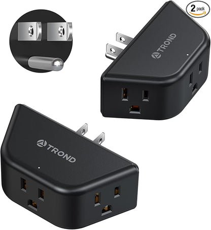 TROND 2 Pack Multi Plug Wall Outlet, 3 Way Angled Wall Outlet Extender by TRONDOfficial