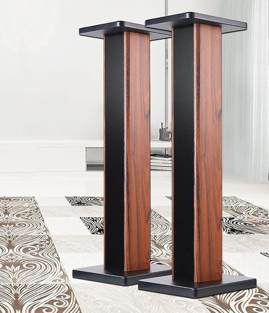 Wood Grain Speaker Stands 36 Inch Universal Floor Speaker Stand Pair Heavy Duty - Image 2