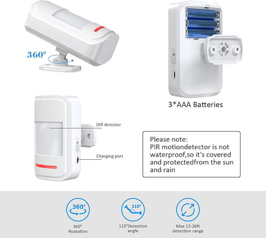 Motion Sensor Door Chime, METAK Wireless Motion Detector Alarm Indoor - Image 2
