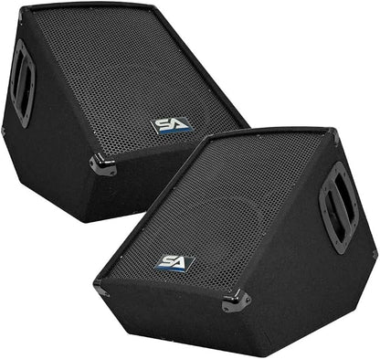 Seismic Audio - SA-10MT-PW-Pair - Pair of Powered 2-Way 10" Floor / Stage by SeismicAudio