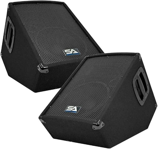 Seismic Audio - SA-10MT-PW-Pair - Pair of Powered 2-Way 10" Floor / Stage by SeismicAudio