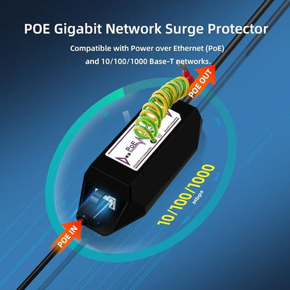 Gigabit PoE+ Ethernet Surge Protector 10KV Lightning Suppressor LAN Network - Image 3