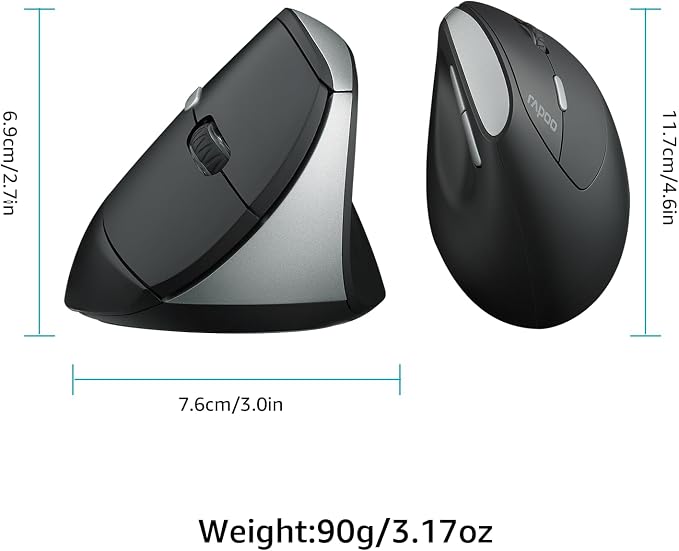 Rapoo EV250 Silent Vertical Ergonomic Mouse, 2.4G Wireless Optical Mouse - Image 9