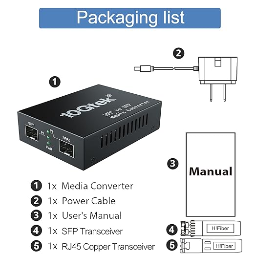 10G Fiber to Ethernet Converter, Dual 10GBase-T and SFP+ Ports, Supports - Image 3