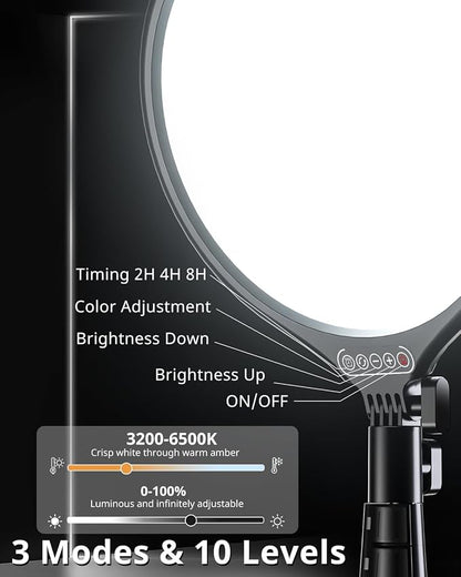 UBeesize 10" LED Light with 62" Tripod Stand, Phone Holder & Remote - Image 3