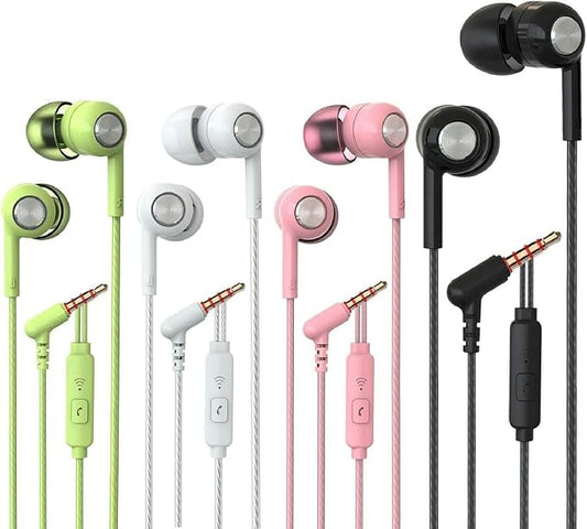 YNR 4 Pairs Wired Earbuds with Microphone, in Ear Earphones with L Shape Jack by YNR
