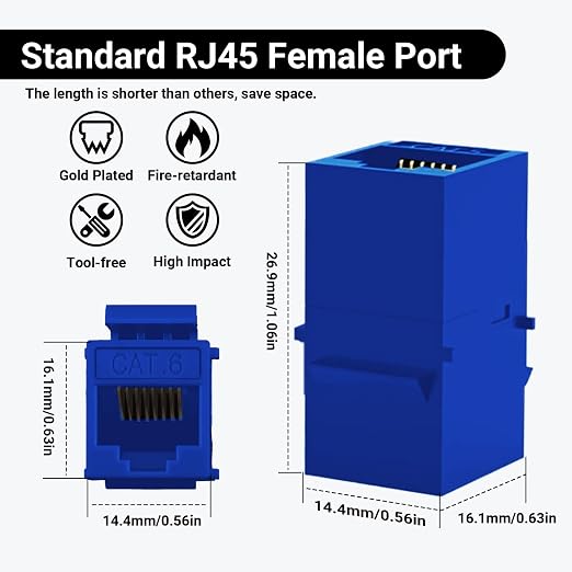 Cat6 RJ45 Keystone Coupler 25-Pack, Ethernet Coupler Female to Female, Ethernet - Image 5