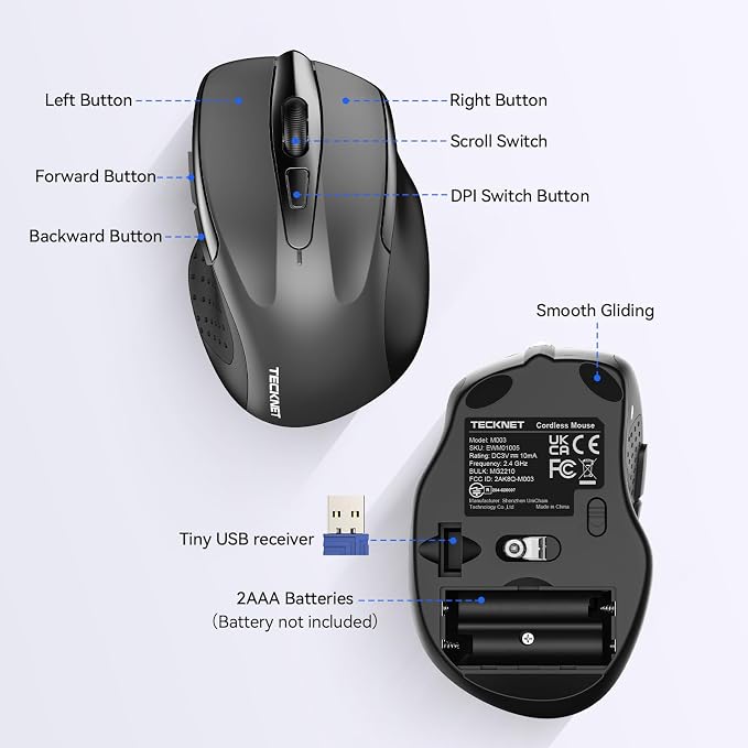 TECKNET Wireless Mouse for Laptop, Silent Mouse Quiet Click, Computer Mice - Image 6