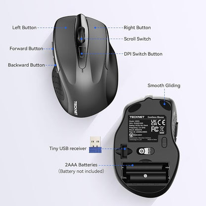 TECKNET Wireless Mouse for Laptop, Silent Mouse Quiet Click, Computer Mice - Image 6