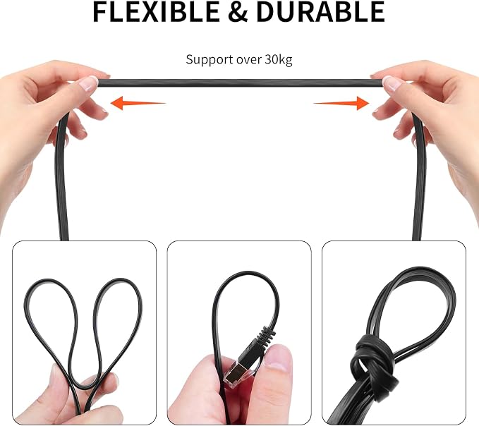 REXUS 2-Pack Retractable Cat 6 Flat Ethernet Network Cable 3.3 FT, 10 Gigabit - Image 7