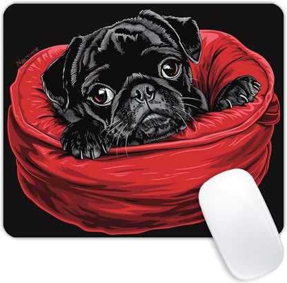 Square Mouse Pad Cartoon Black Bulldog-1, Gaming Mouse Pads by Goodsprout