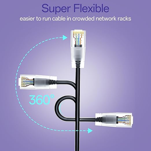 Cat6a Patch Cables 3ft Slim, Cat6 Ethernet Patch Cable Pure Copper, Flexible - Image 4