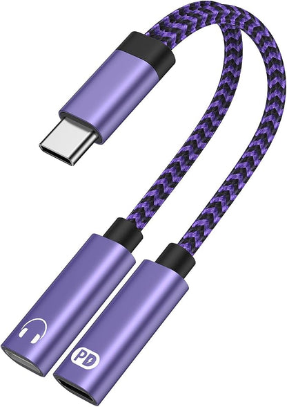 USB Type C Splitter 2 in 1 USB C Headphone and Charger Adapter Audio Dongle by Ououdee