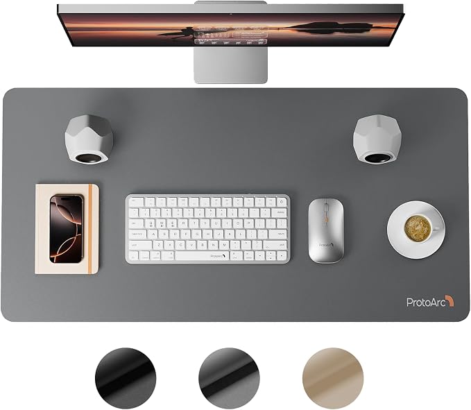 ProtoArc Leather Desk Mat, Large Mouse Pad- 31.5×15.8 inch, Non-Slip PU Leather by ProtoArc