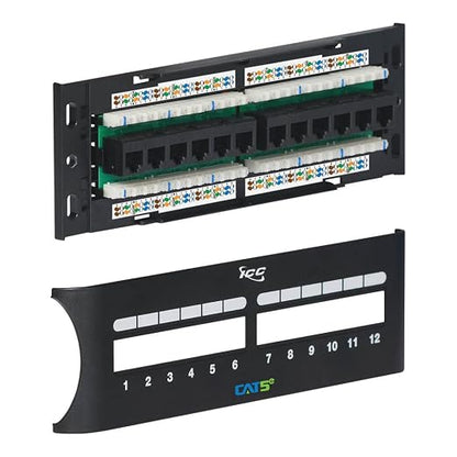 ICC CAT5e Patch Panel, UL Listed & PoE++ Rated Gigabit Applications, Wall Mount by ICC