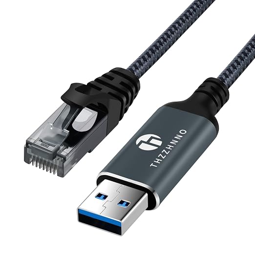 USB to Ethernet Cable 6.6FT, USB 3.0 A to RJ45 Male Cable Directly Connected by Thzzhnno